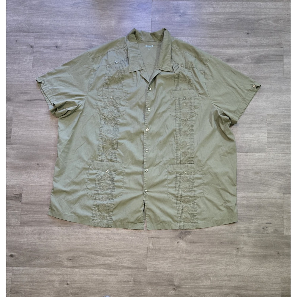 KS Island 5XL Hawaiian Shirt Big & Tall Tropical Casual Short Sleeve Green